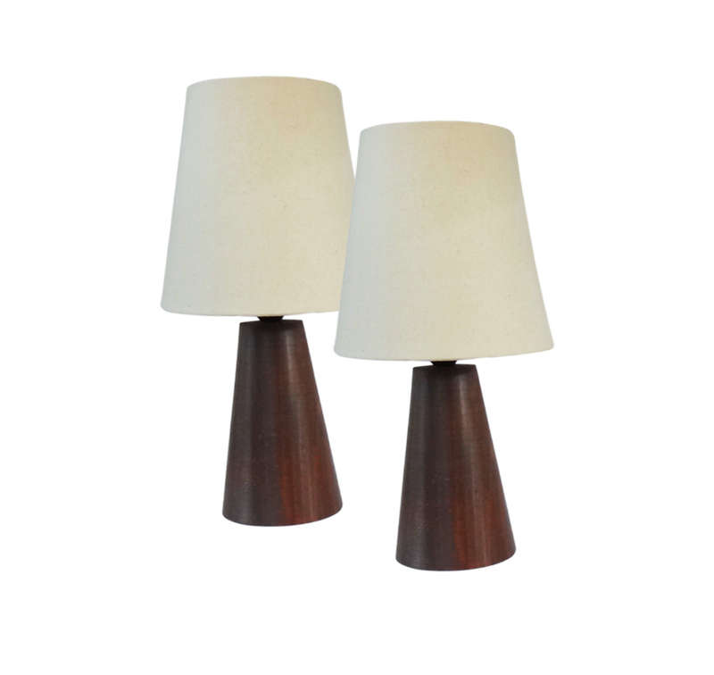 Solid Wood Mini Bedside lamp Twin Pack + Gold Shade | WF158