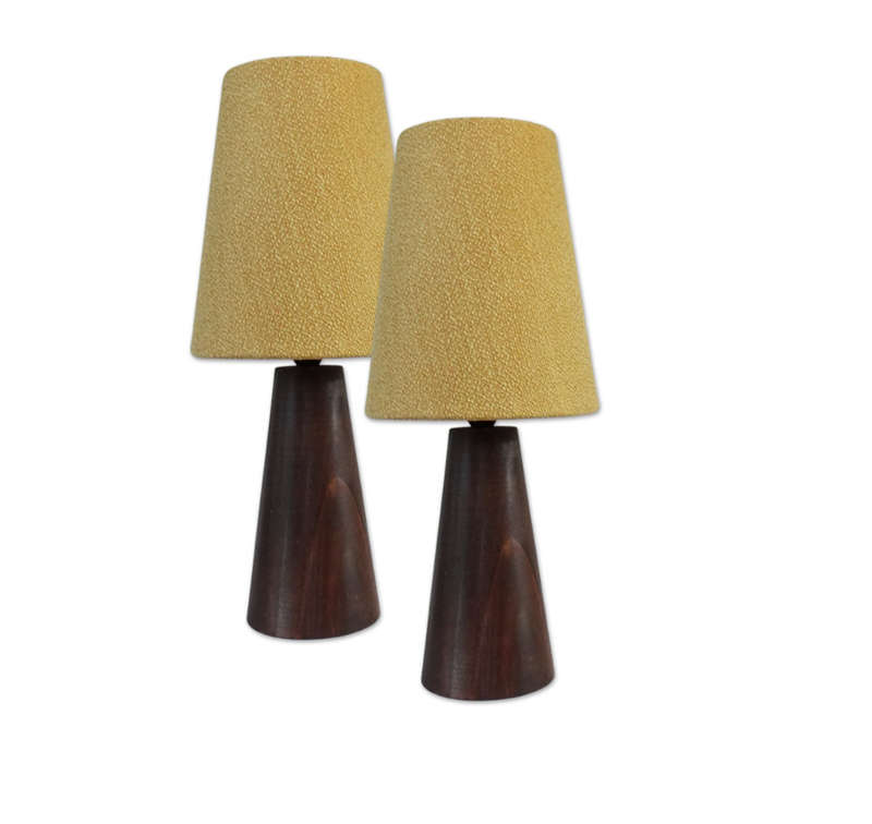 Solid Wood Mini Bedside lamp Twin Pack + Gold Shade | WF158