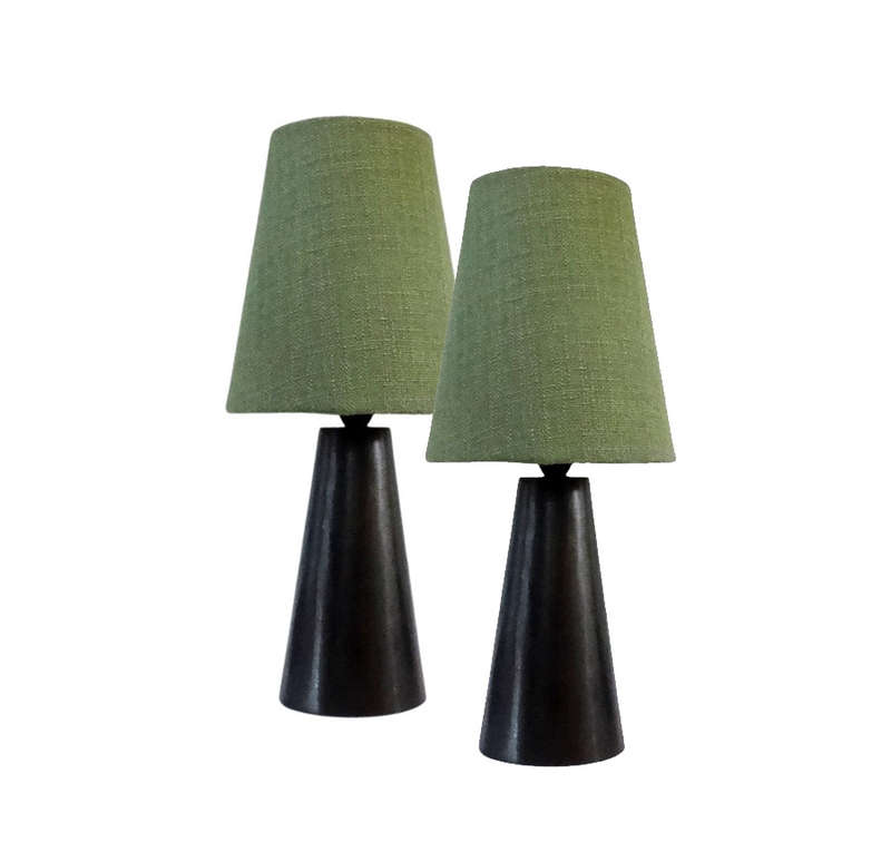 Solid Wood Mini Bedside lamp Twin Pack + Gold Shade | WF158