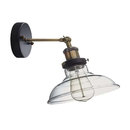 Antique Brass Wall Light with Clear Glass and Adjustable Arm | WB919 CLEAR