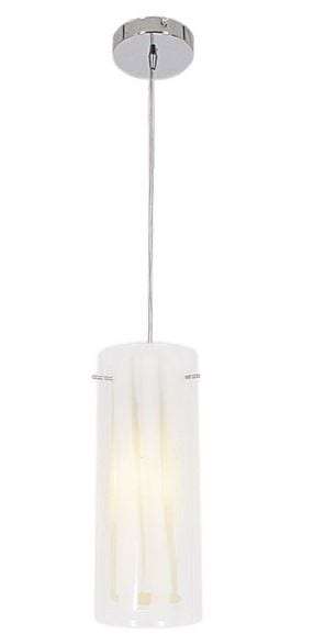 White Polished Chrome Pendant with Patterned Clear and Frosted Outer Glass and Colour Inner Glass...