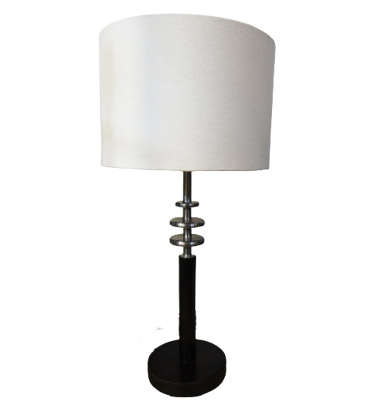 Solid Wood Antique Oak Stain Base Lamp + Ivory Shade  | WF184