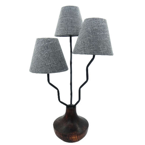 Solid Wood Base + Grey Lamp Shade | SF21