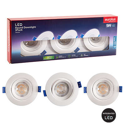 D/Light Round LED 5w 4000K Non Dimmable 3 Pack | D157CW