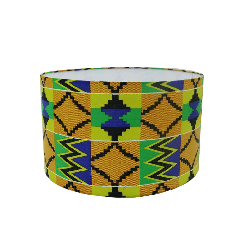 Drum Lampshade Medium with Kente Print Material | S130