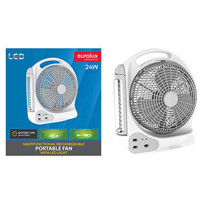 Rechargeable 12 inch Portable Fan & LED Desk Lamp 6V | F8-L