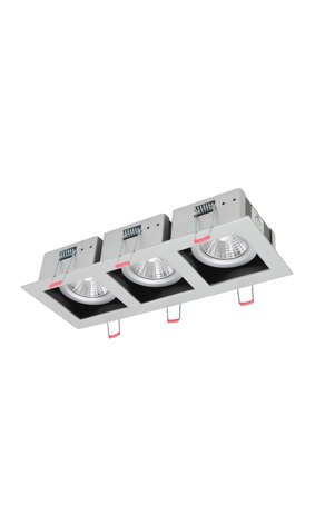 Xin Rectangular Downlight 3x6.5w Silver 3000K | PR347WW