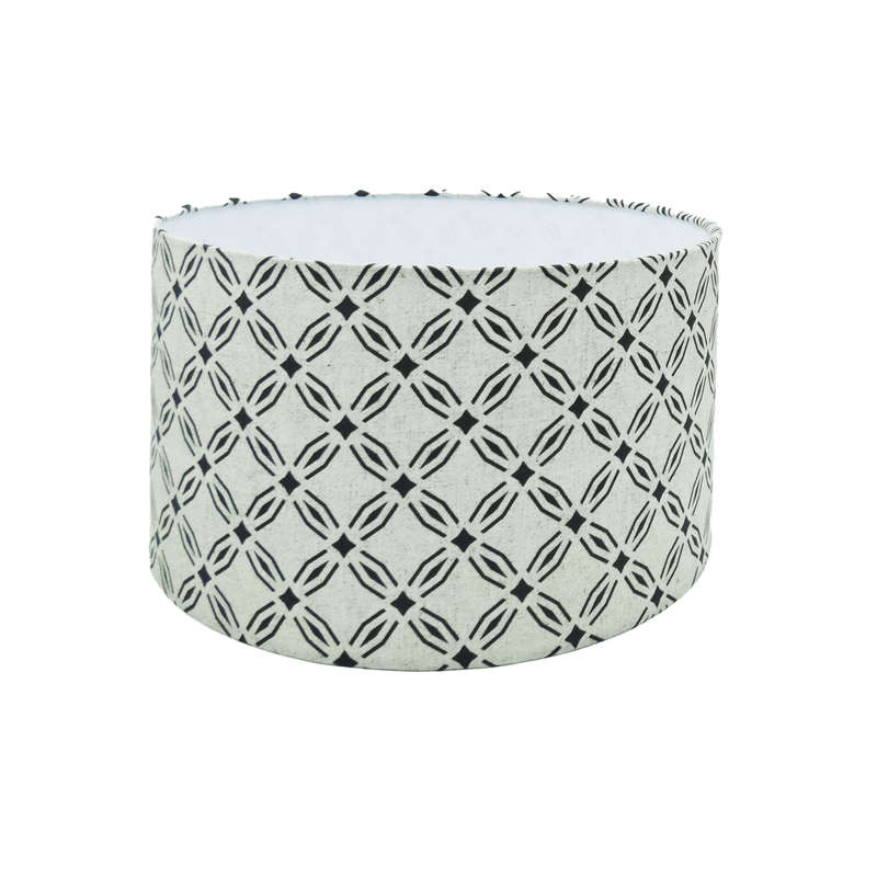 Drum Lampshade with Retro Print Material | S130