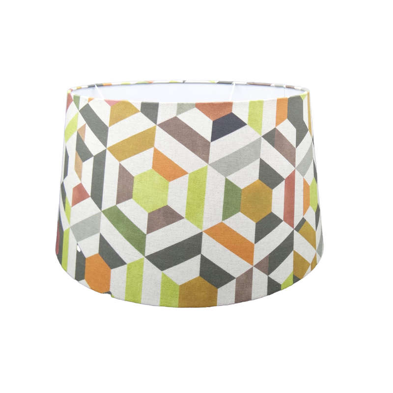 Tapered Drum Lampshade with Geo Print Material | S133