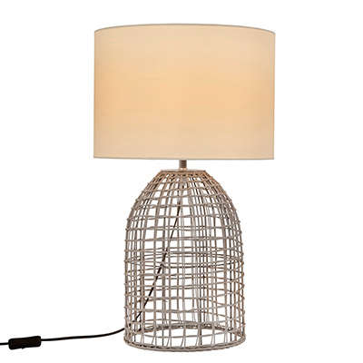 Zanie G Table Lamp Grey Woven Rattan with Fabric Shade | T654GY