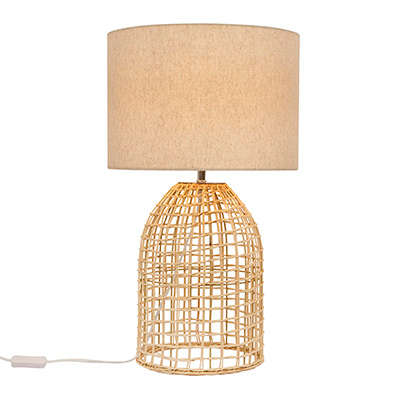 Zanie NAL Table Lamp Nature Woven Rattan with Fabric Shade | T654N