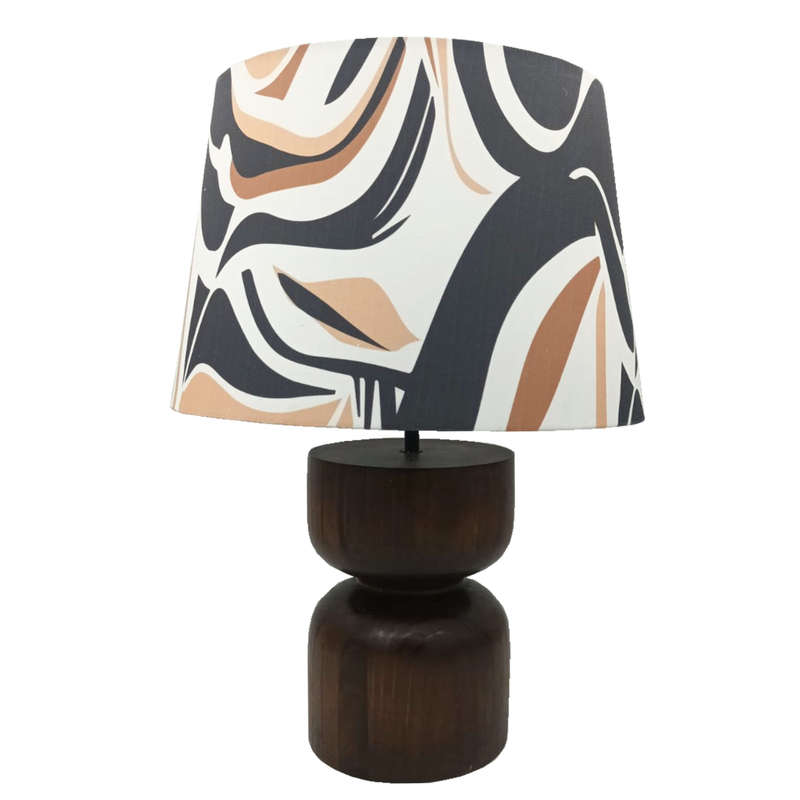 Solid Wood Table Lamp +  Waves Shade | WF223+S88-