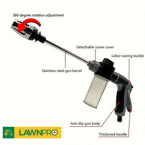 High-Pressure Spray Gun With Foam Bottle