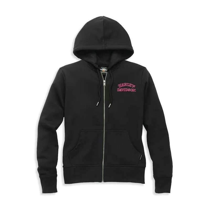 Women's Willie G Skull Zip Front Hoodie with Rhinestones - L