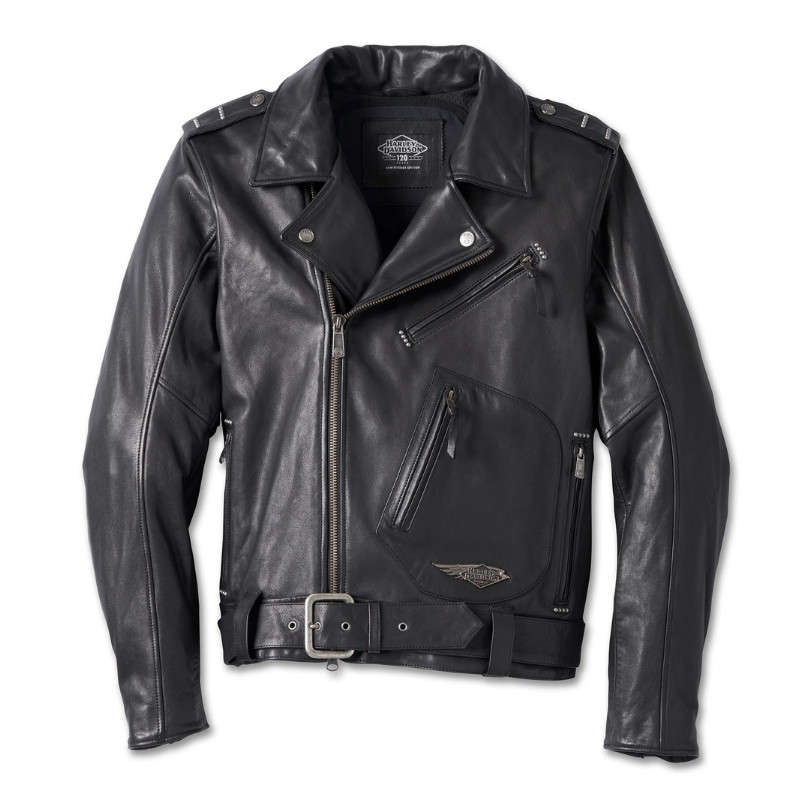 Men's 120th Anniversary Cycle Champ Leather Biker Jacket - M