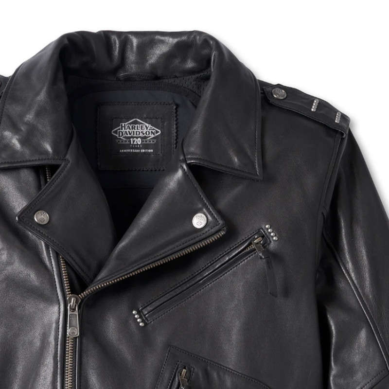Men's 120th Anniversary Cycle Champ Leather Biker Jacket - M
