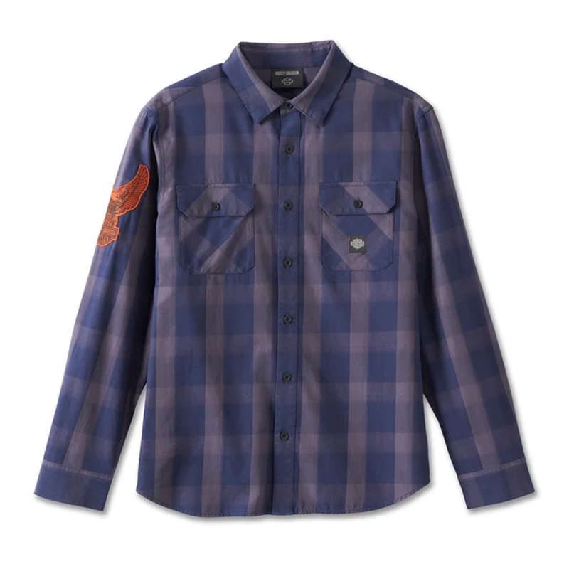 Men's Motorbreath Long Sleeve Shirt - Blue Plaid - XL