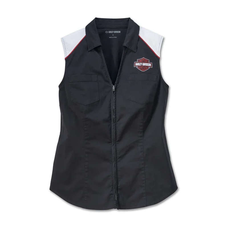 Women's Liberty Sleeveless Zip Front Shirt - Colorblocked - Black Beauty - XL
