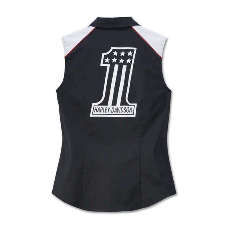 Women's Liberty Sleeveless Zip Front Shirt - Colorblocked - Black Beauty - XL