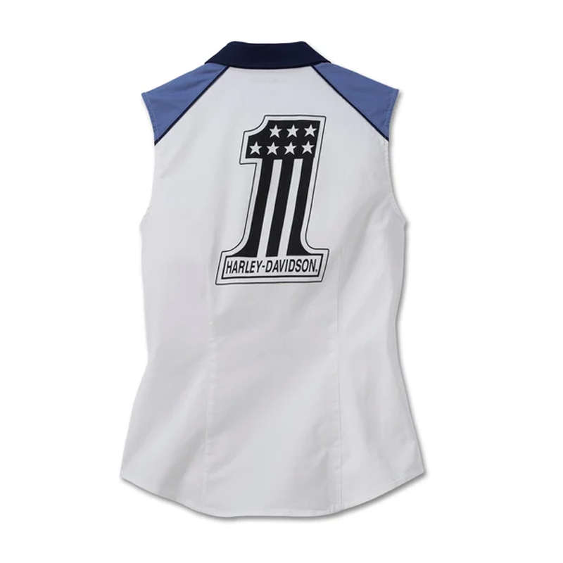 Women's Liberty Sleeveless Zip Front Shirt - Colorblocked - Bright White - M