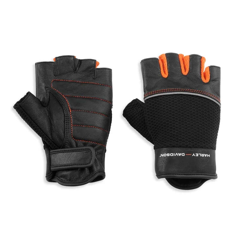Women's H-D New Horizon Mesh &amp; Leather Fingerless Gloves - XL