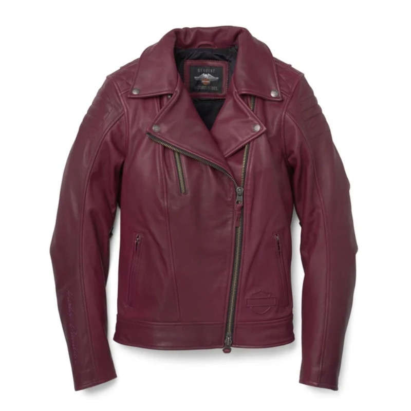Women's Bezel Biker Collar Leather Jacket - L