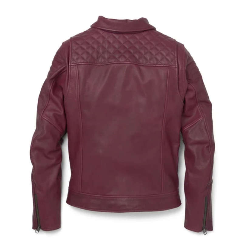 Women's Bezel Biker Collar Leather Jacket - L