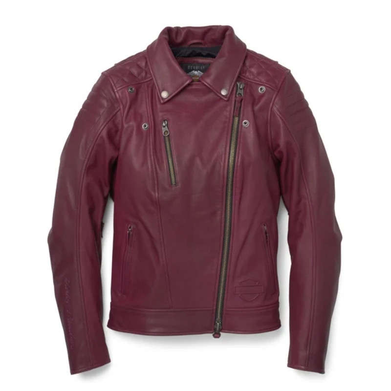 Women's Bezel Biker Collar Leather Jacket - L