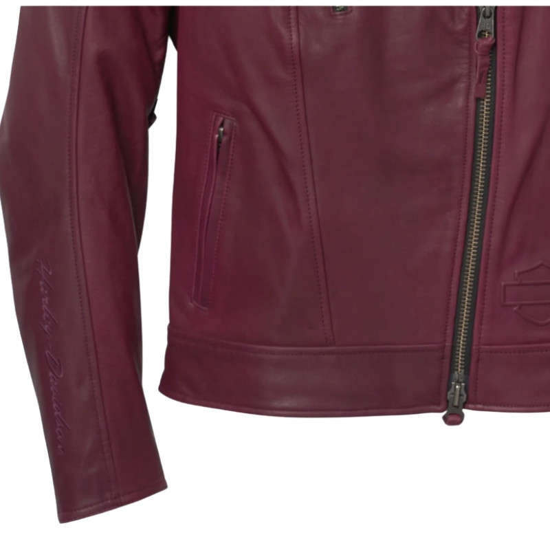 Women's Bezel Biker Collar Leather Jacket - L