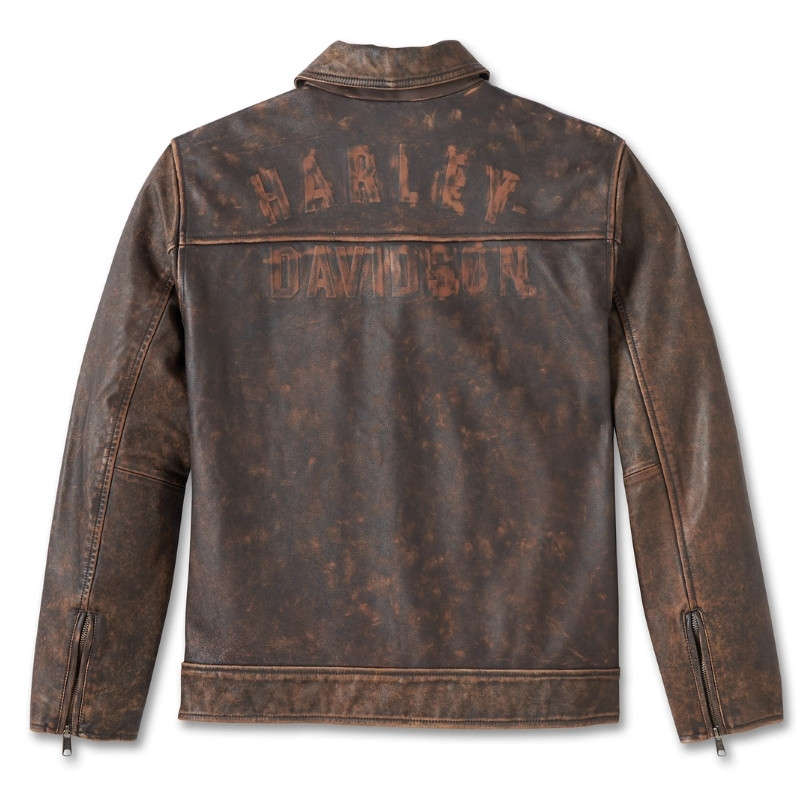 Men's Gas &amp; Oil Leather Jacket - Brown Leather - 2XL