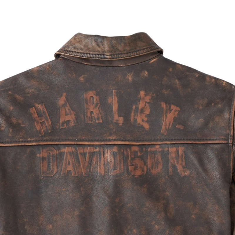 Men's Gas &amp; Oil Leather Jacket - Brown Leather - 2XL