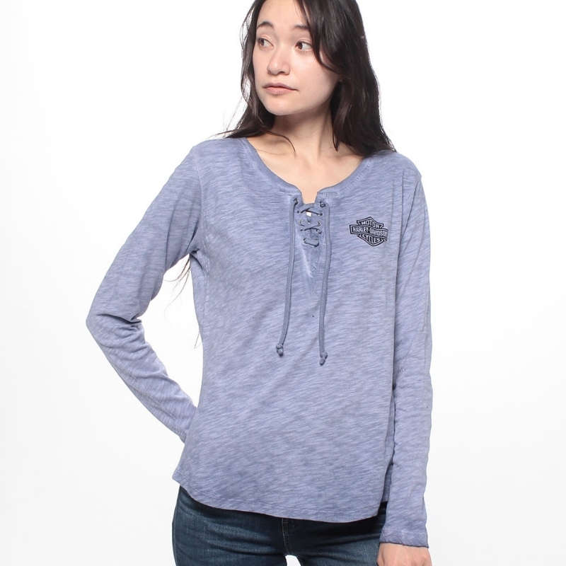 Women's Throttle Lace-Up Knit Top - Colony Blue - 2XL