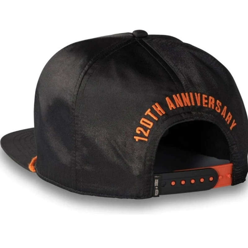 120th Anniversary Men's Racing Flag Eagle Snapback Hat, Black