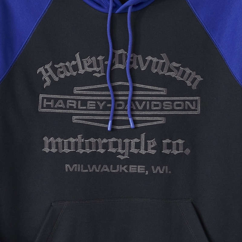 Men's Old English Stacked Bar & Shield Raglan Hoodie - XL