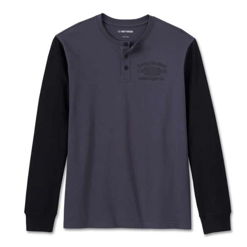 Men's Old English Stacked Bar & Shield Henley - M