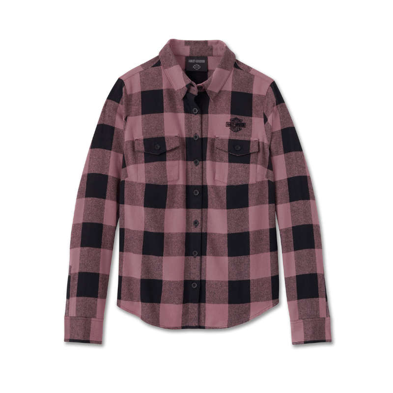 Women's Retro Long Sleeve Flannel Shirt - L