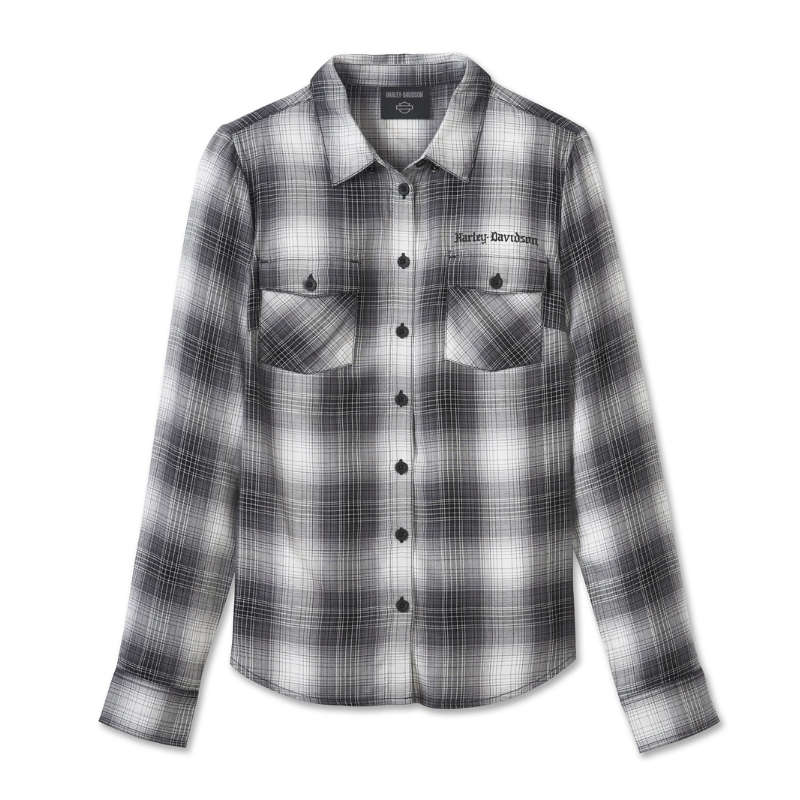 Women's Stacked Bar & Shield Long Sleeve Viscose Shirt - 2XL