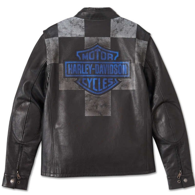 Men's Blue Steel Convertible Leather Jacket - 2XL