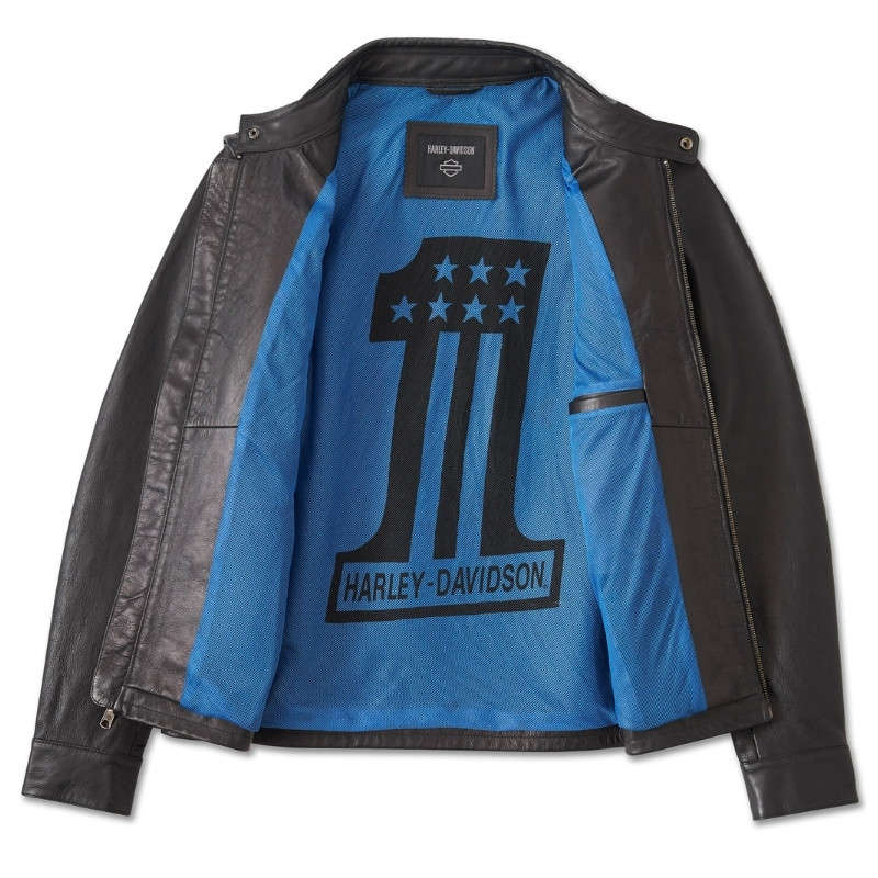 Men's Blue Steel Convertible Leather Jacket - 2XL