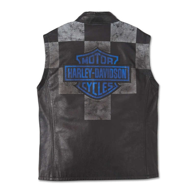 Men's Blue Steel Convertible Leather Jacket - 2XL