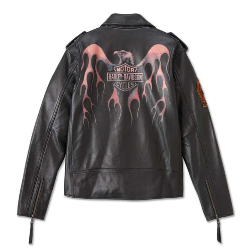 Men's Burning Eagle Leather Jacket - 4XL