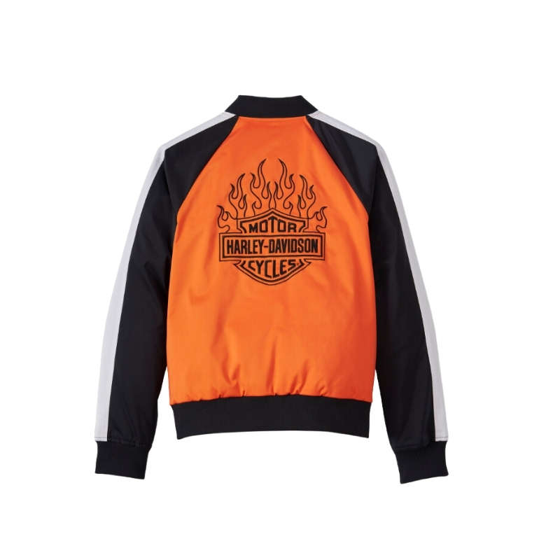 Women's Sedona Orange Satin Bomber Jacket - XL