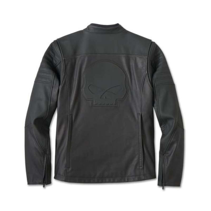 Willie G Skull Graphic Leather Riding Jacket - M