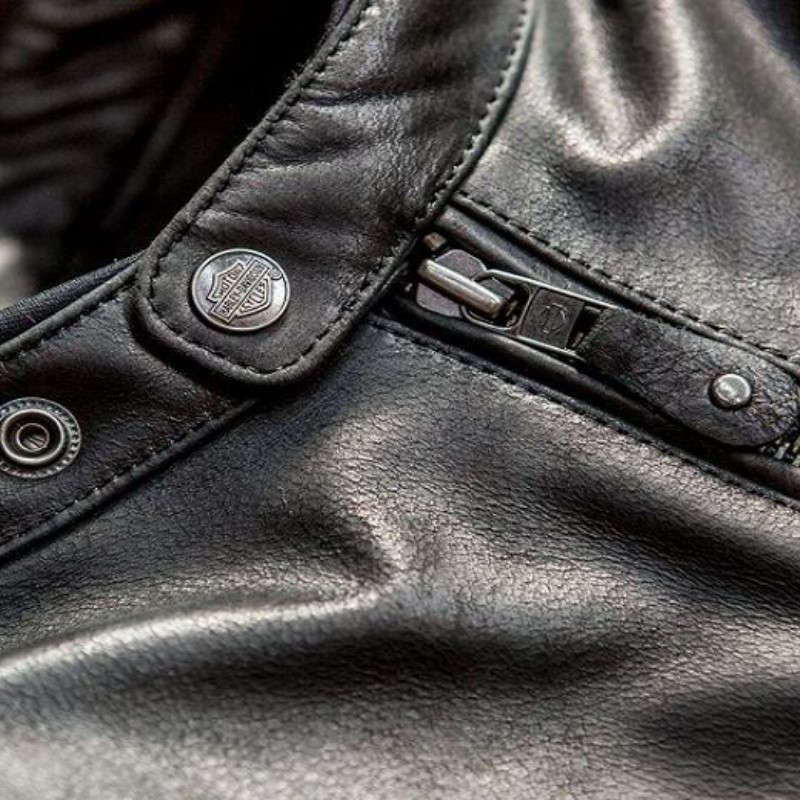 Men's Reflective Skull Leather Jacket - M