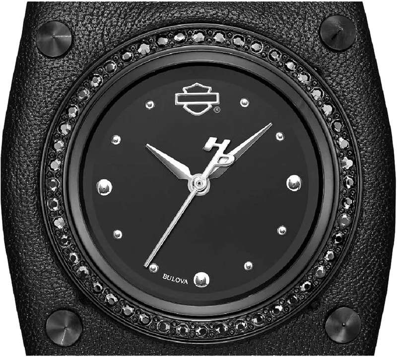 Women's Studded Leather Cuff Stainless Steel Watch
