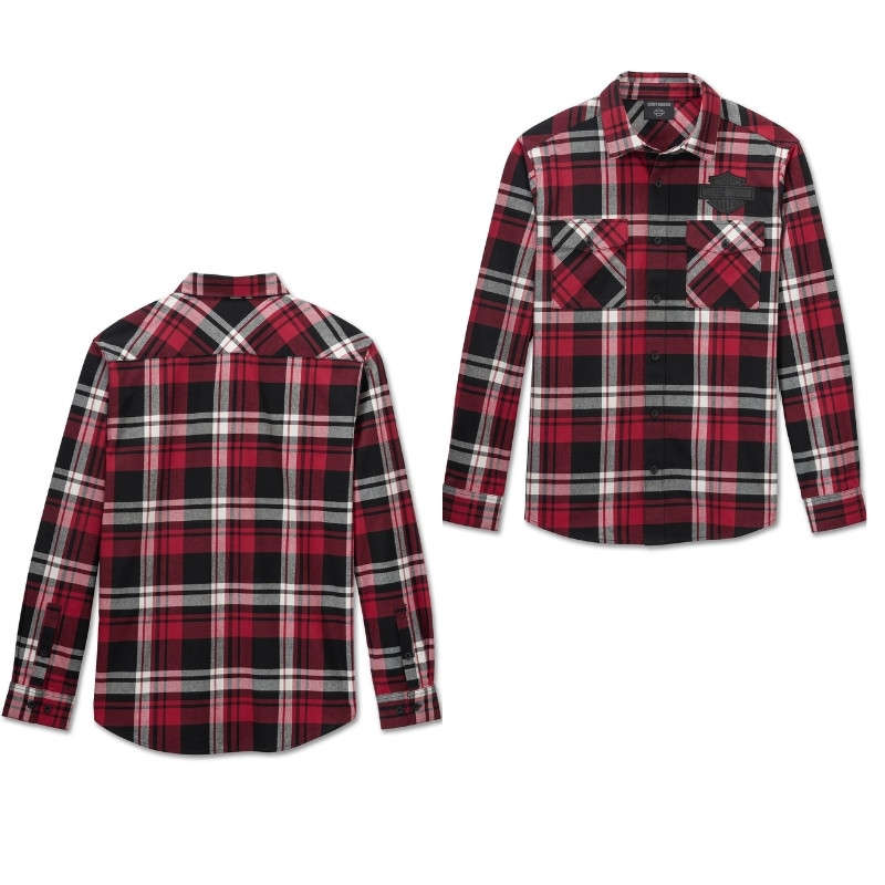 Men's Bar & Shield Flannel Shirt - Plaid - L