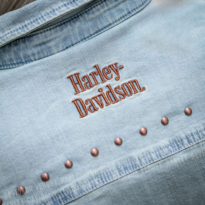 Women's H-D Studded Denim Shirt - M