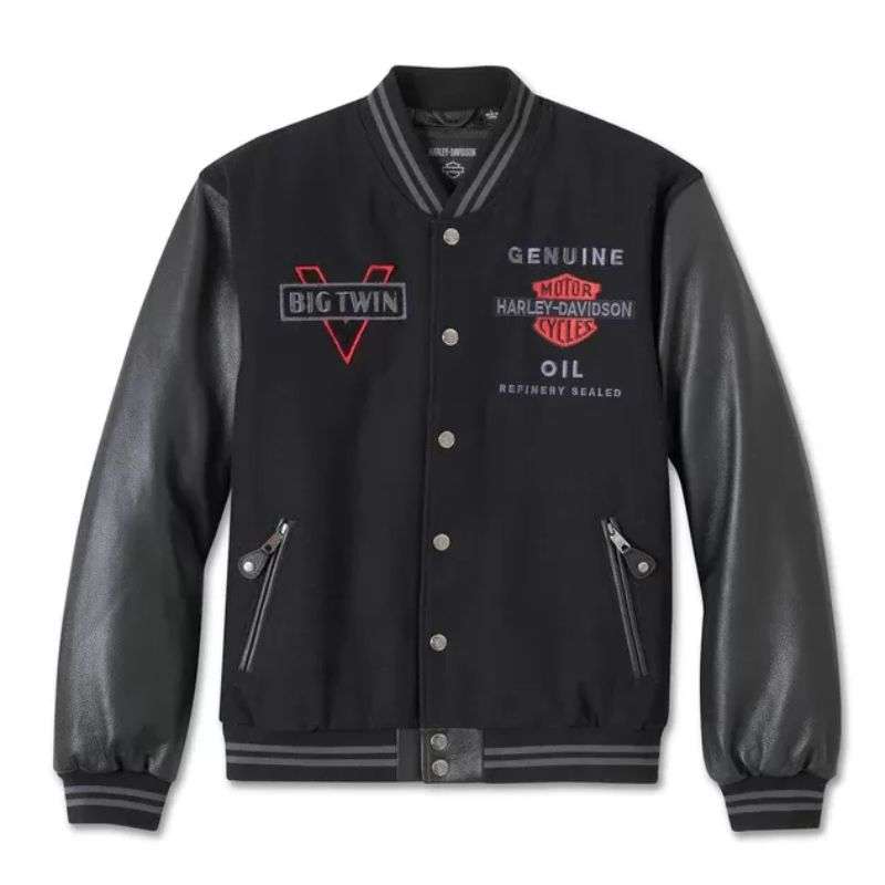 Men's V-Twin Varsity Leather Jacket - L