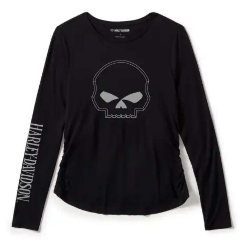 Womens Willie G Skull Long Sleeve Raglan Top - M