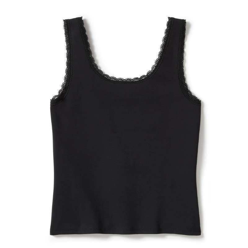 Rose & Thorn Bling Lace Trim Tank - XS